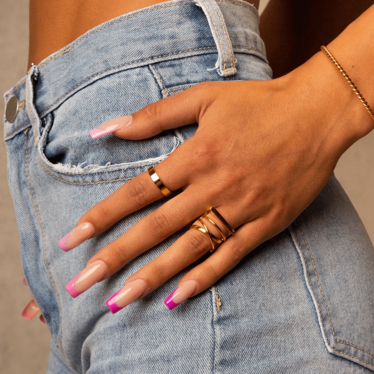 Anatomical Square Ring Plated in 18K Gold