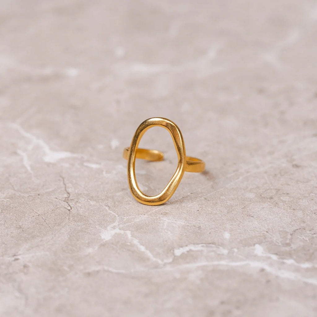 Abstract Organic Outline Ring Plated in 18K Gold