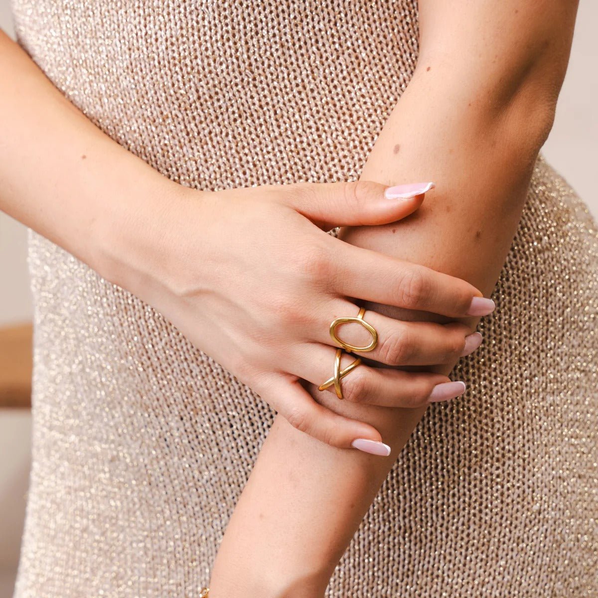 Abstract Organic Outline Ring Plated in 18K Gold