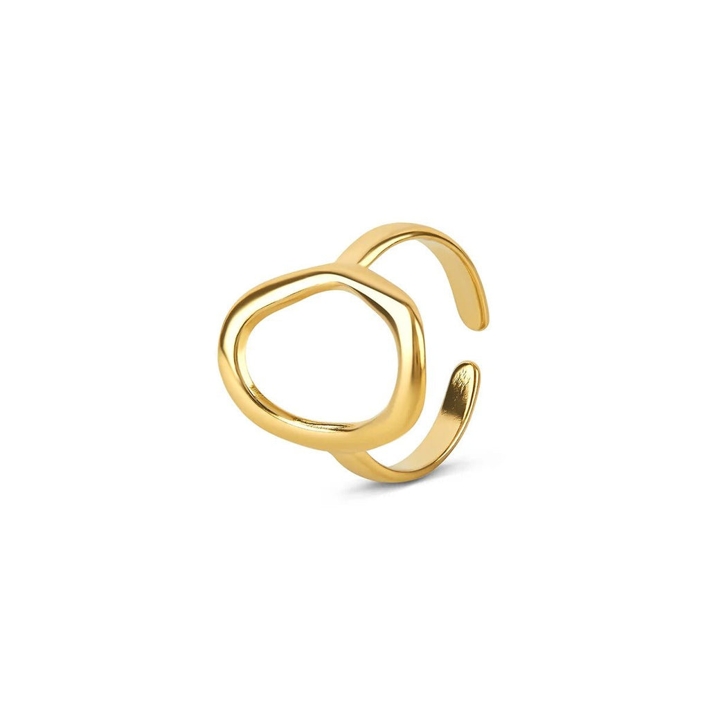Abstract Organic Outline Ring Plated in 18K Gold