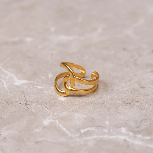 Abstract Adjustable Links Ring Plated in 18K Gold