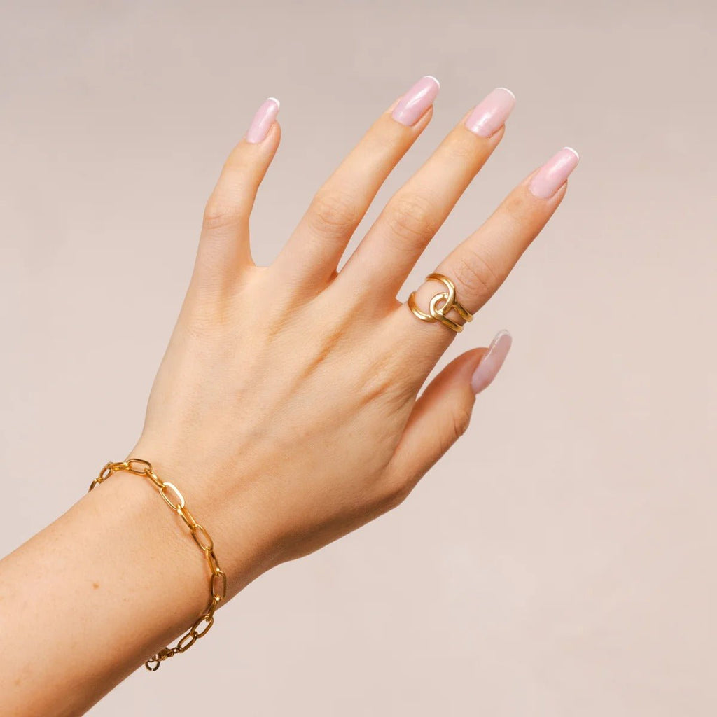 Abstract Adjustable Links Ring Plated in 18K Gold