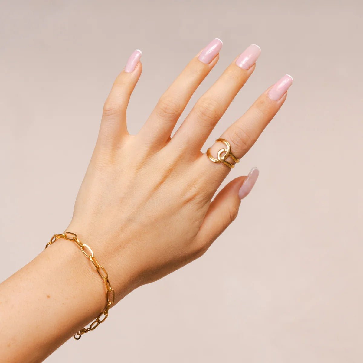 Abstract Adjustable Links Ring Plated in 18K Gold