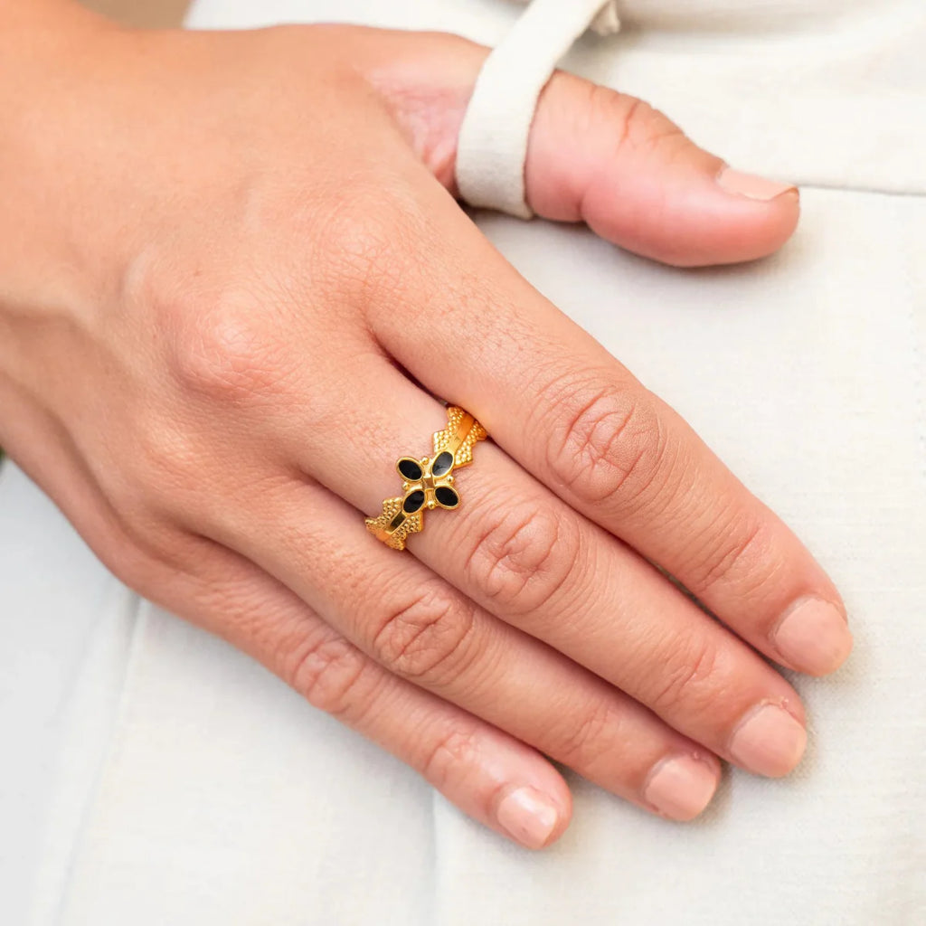 Adjustable Blossom Ring Plated in 18K Gold