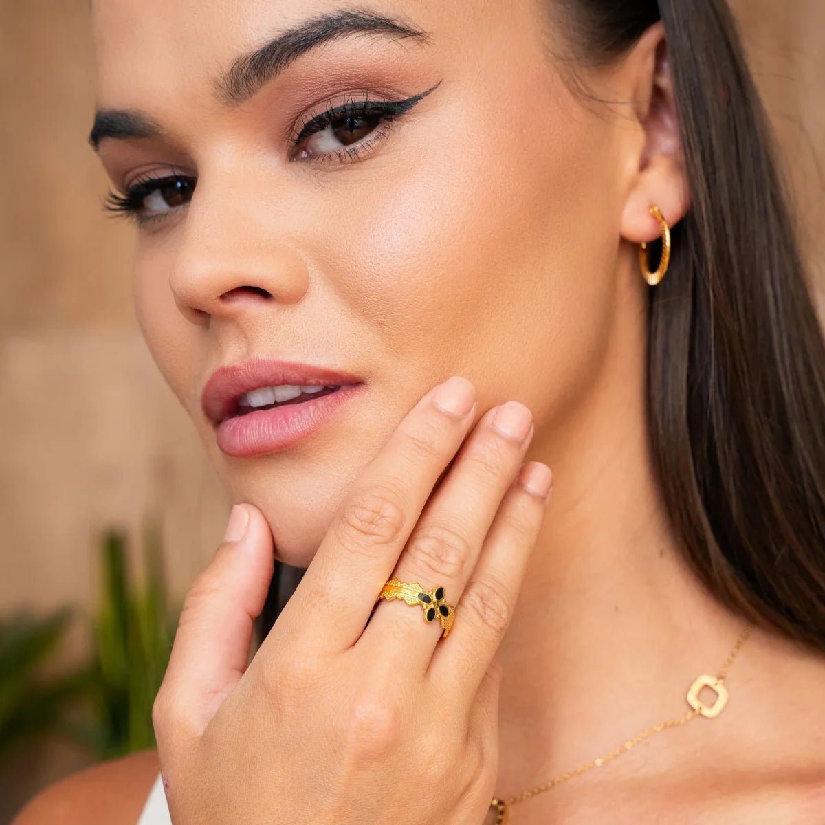 Adjustable Blossom Ring Plated in 18K Gold