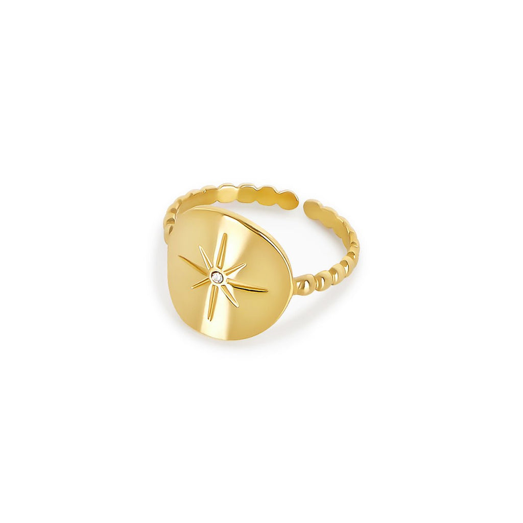 Adjustable Nautical Star Ring Plated in 18k Gold