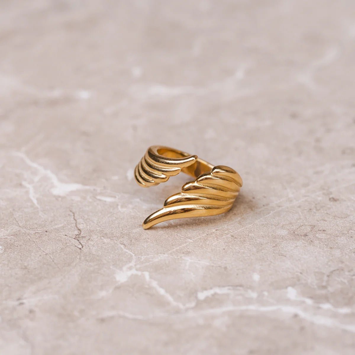 Adjustable Wings of Freedom Ring Plated in 18K Gold