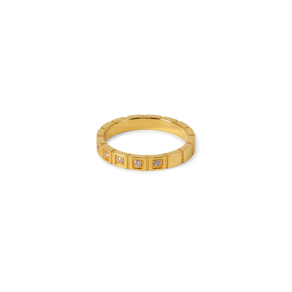 Gold-Plated Stone Block Ring 18K