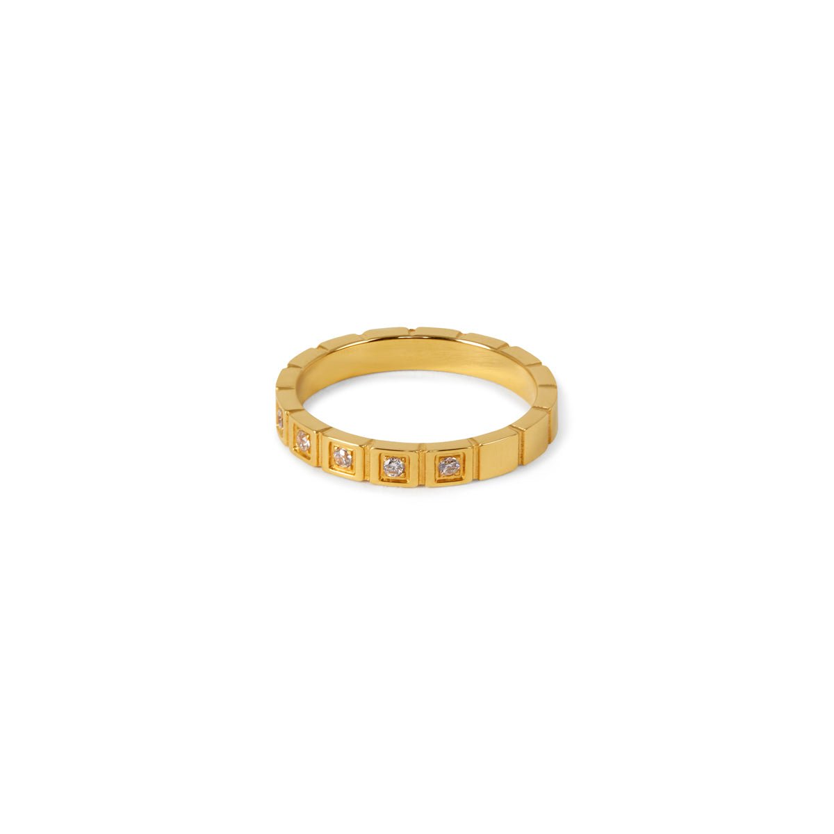 Gold-Plated Stone Block Ring 18K