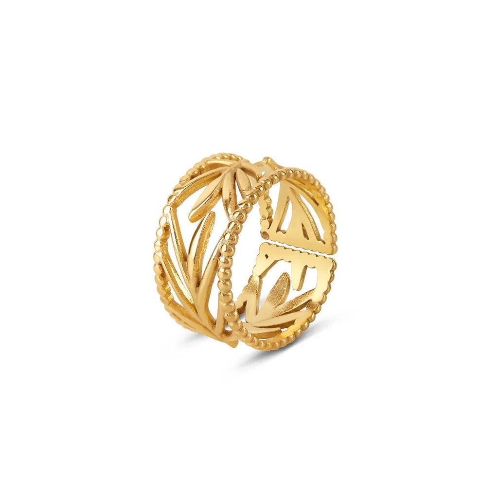 Adjustable Botanical Ring Plated in 18K Gold