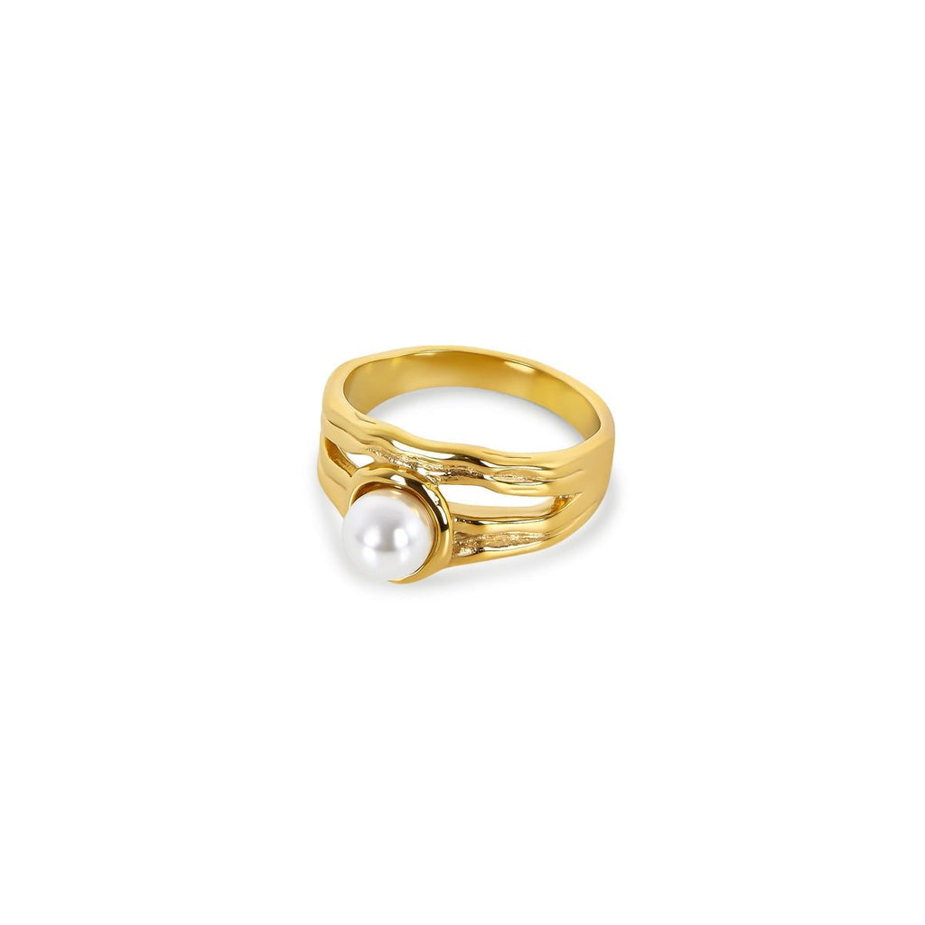 Solitaire Pearl Catalina Ring Plated in 18k Gold