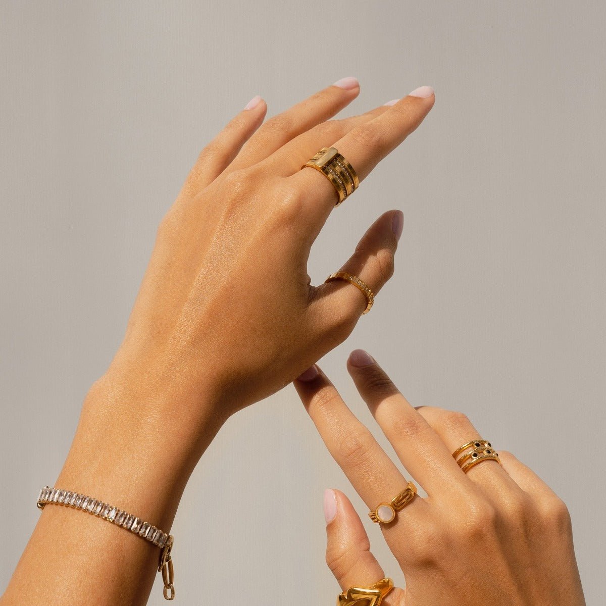 Caviar Stack Ring Plated in 18K Gold