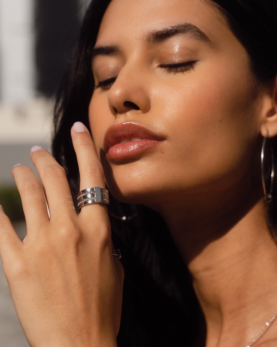 Caviar Stack Ring - Silver