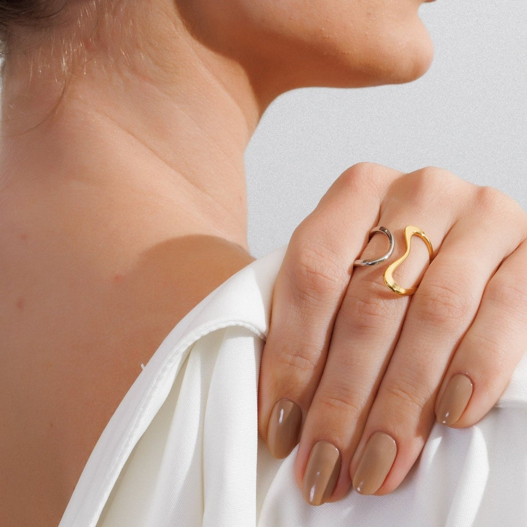 Adjustable Contour Ring with Gold and Silver Mix