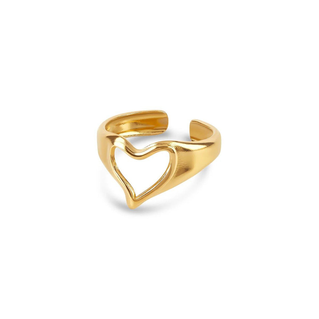 Abstract Heart Adjustable Ring Plated in 18K Gold