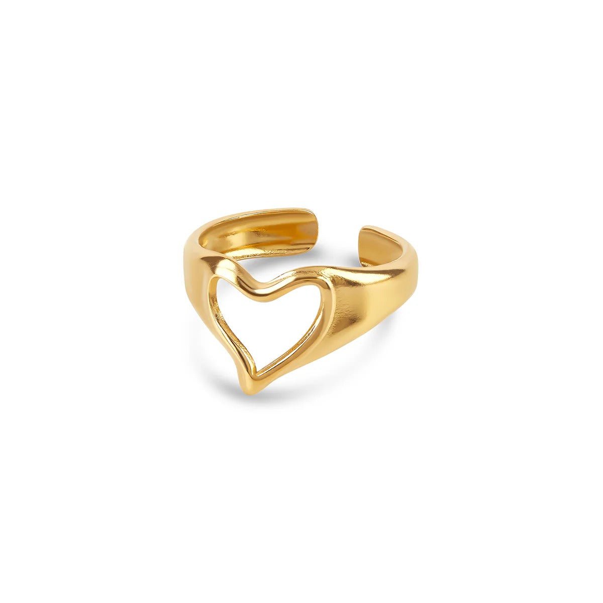 Abstract Heart Adjustable Ring Plated in 18K Gold