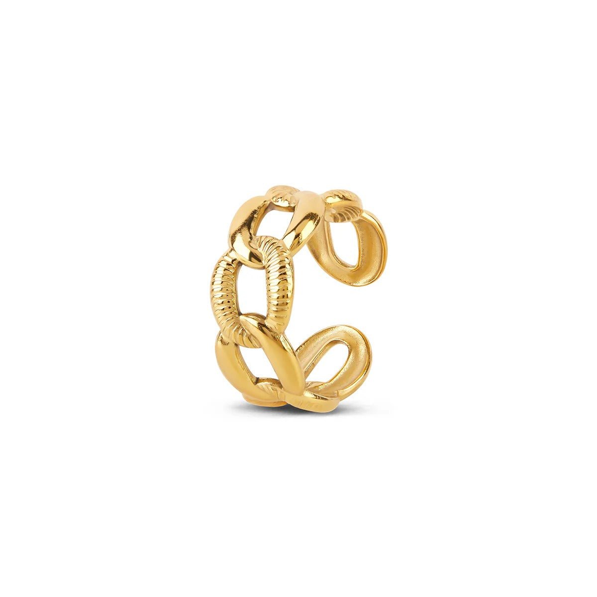 Bold Chain Ring Adjustable Plated in 18K Gold