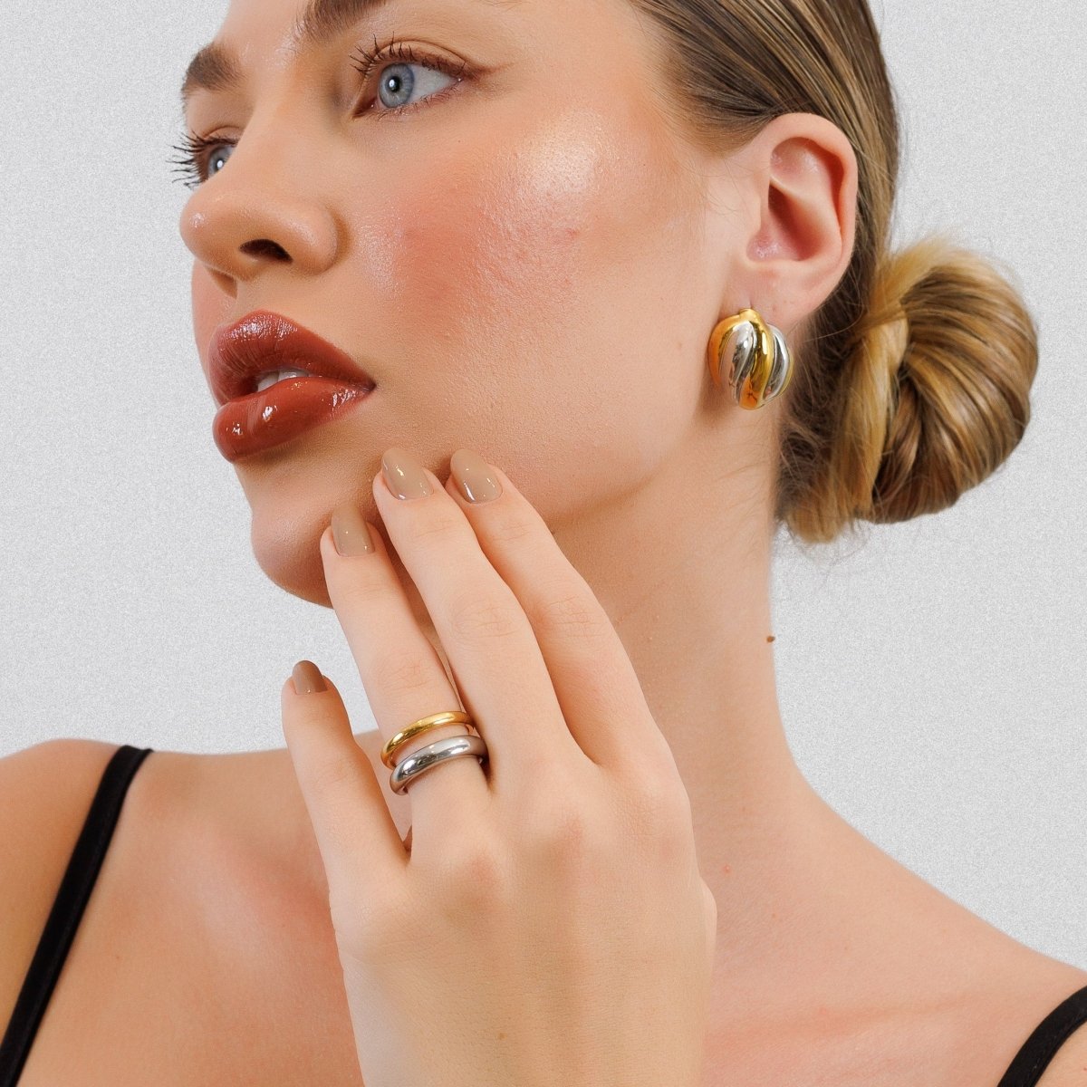 Adjustable Duality Ring with Gold and Silver Mix