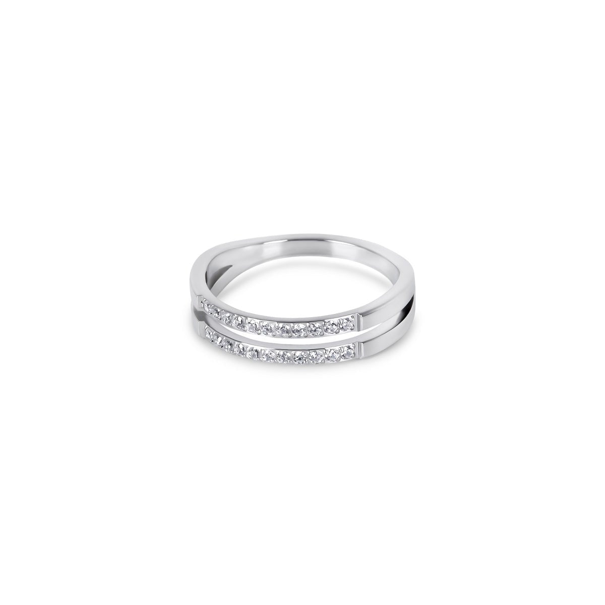 Double Ring Diamonds - Silver