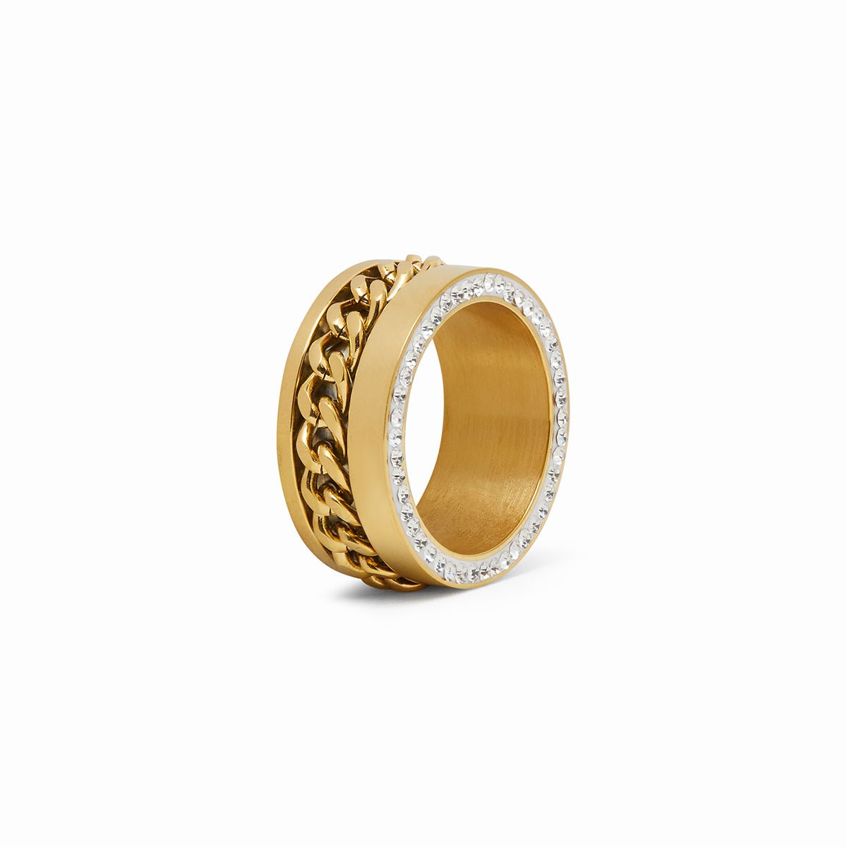 Zirconia Links Ring Plated in 18K Gold