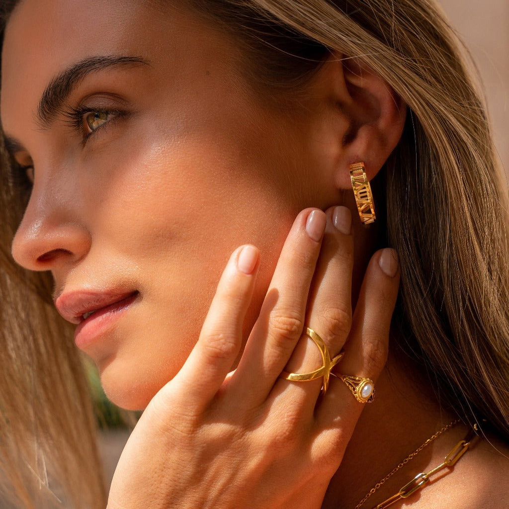 X Ring Plated in 18K Gold