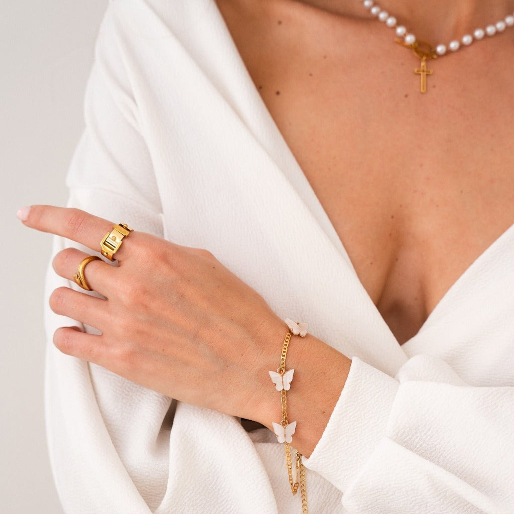 18K Gold Plated Buckle Ring