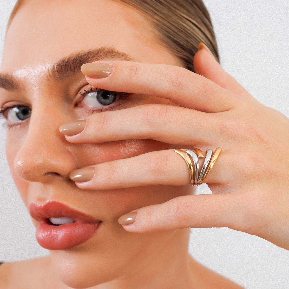 Adjustable Flow Ring with Gold and Silver Finish