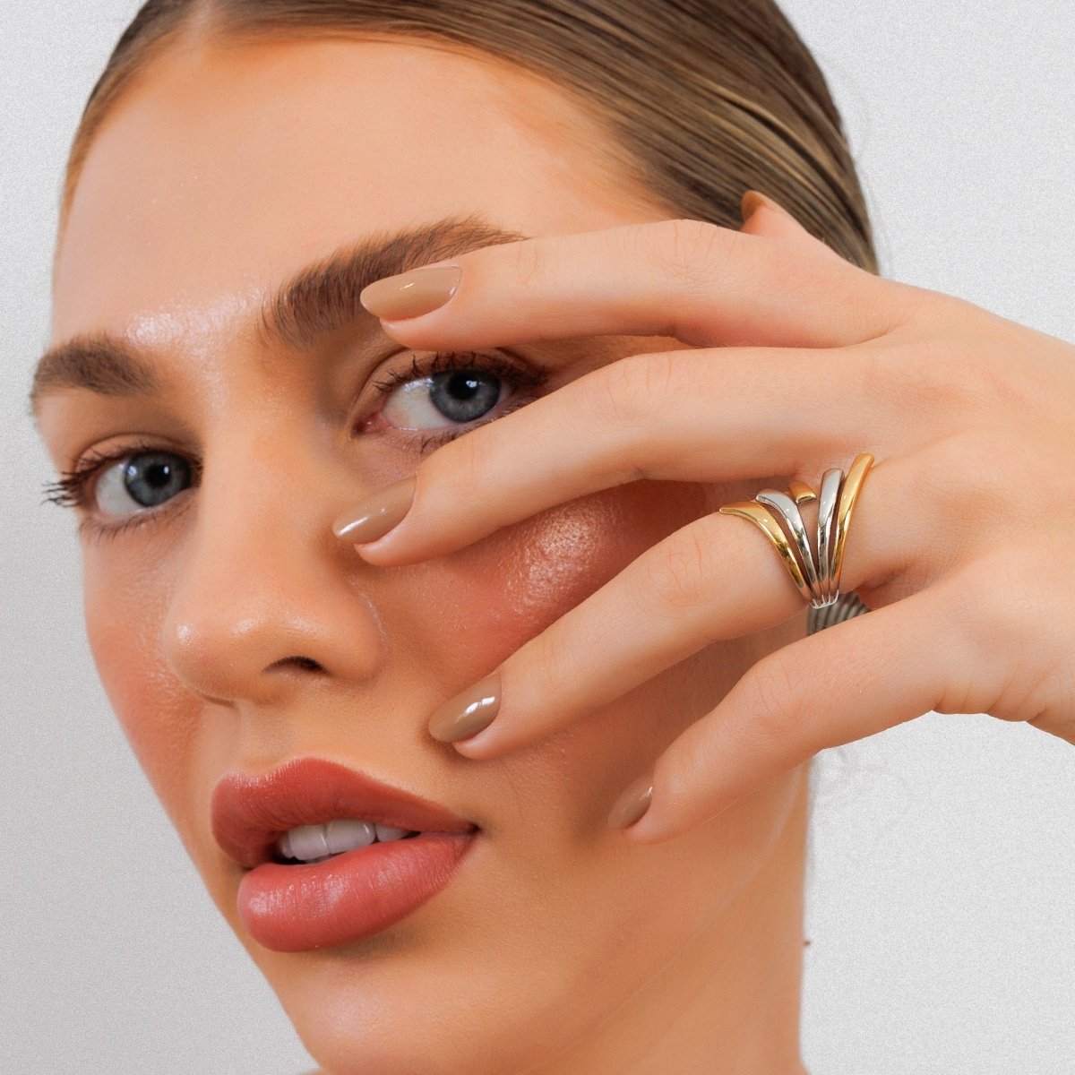 Adjustable Flow Ring with Gold and Silver Finish