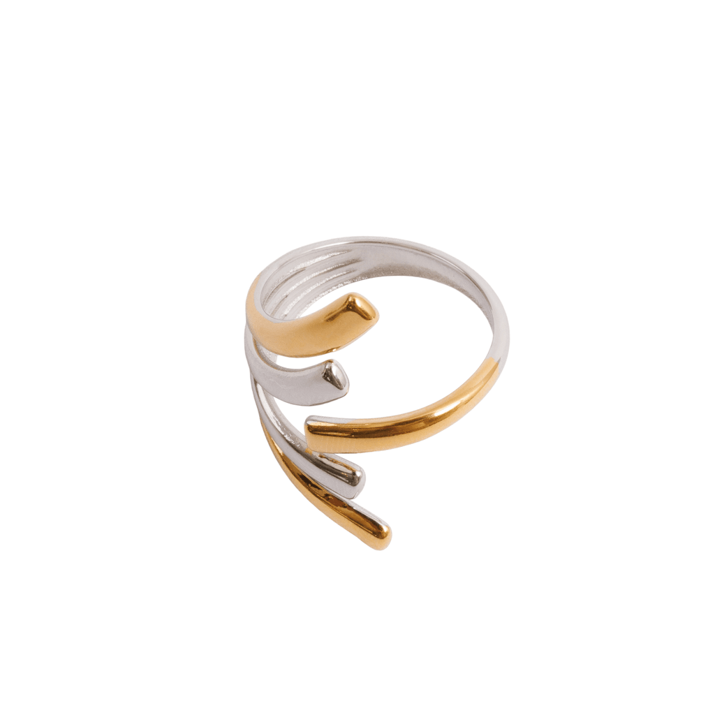 Adjustable Flow Ring with Gold and Silver Finish