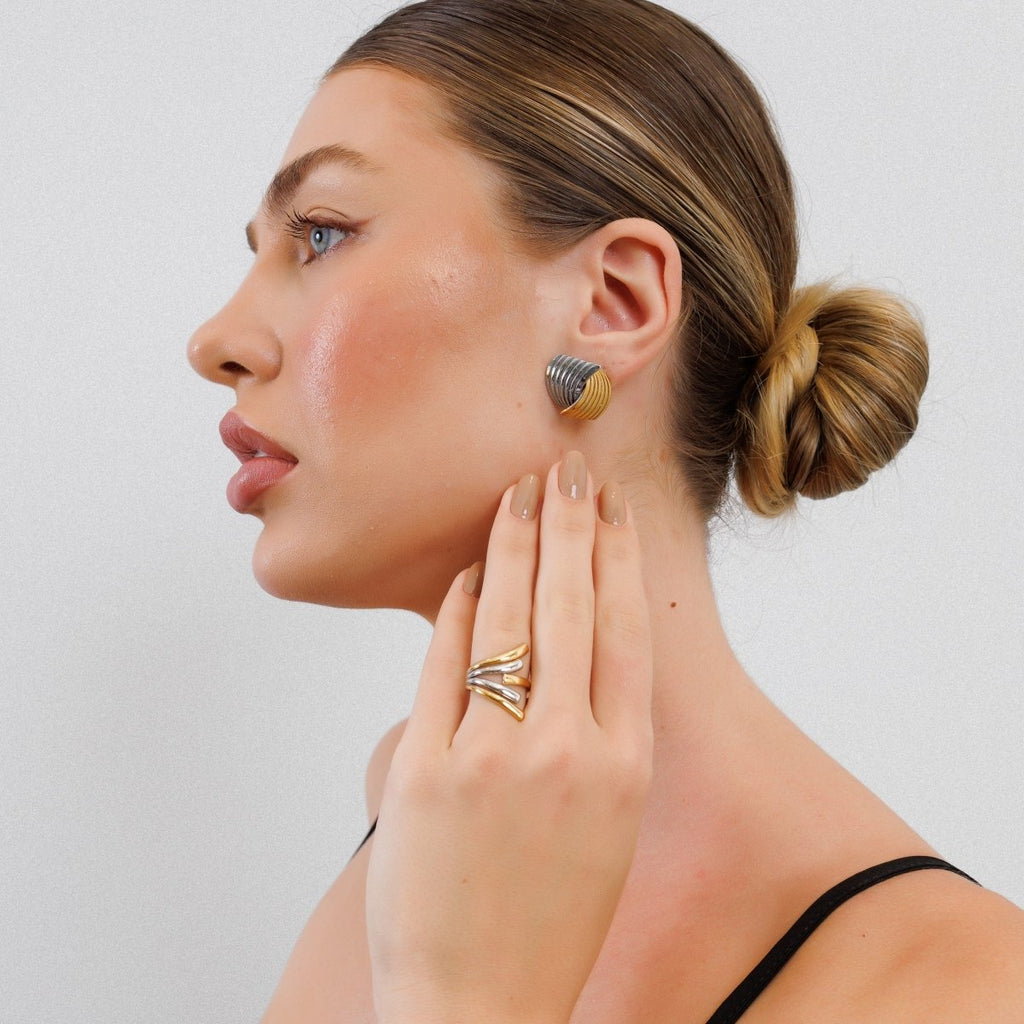 Adjustable Flow Ring with Gold and Silver Finish