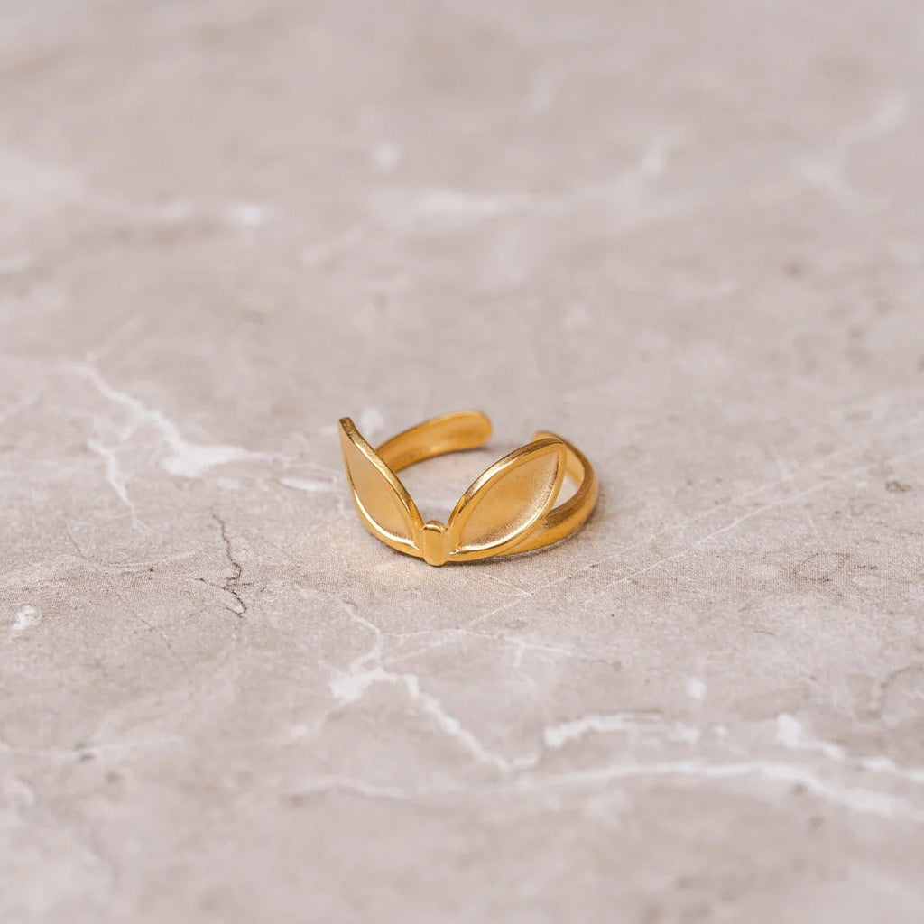 Adjustable Leaf Ring Gold Plated 18K