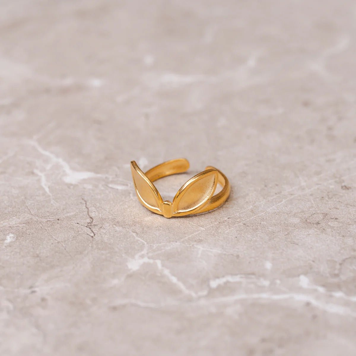 Adjustable Leaf Ring Gold Plated 18K
