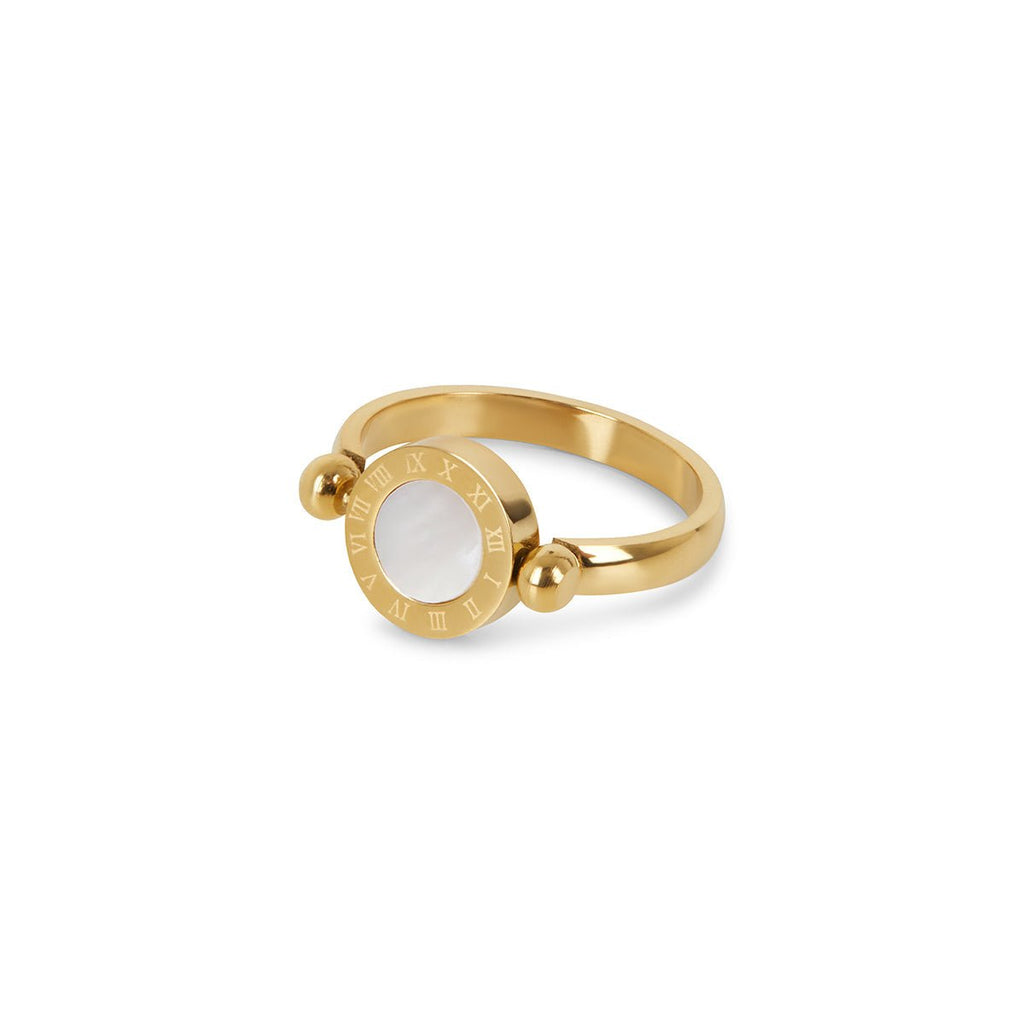 Rotating Roman Numeral Ring Plated in 18K Gold