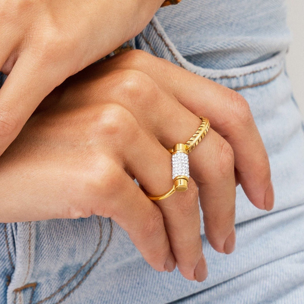 Glitz Ring Rotating Plated in 18K Gold