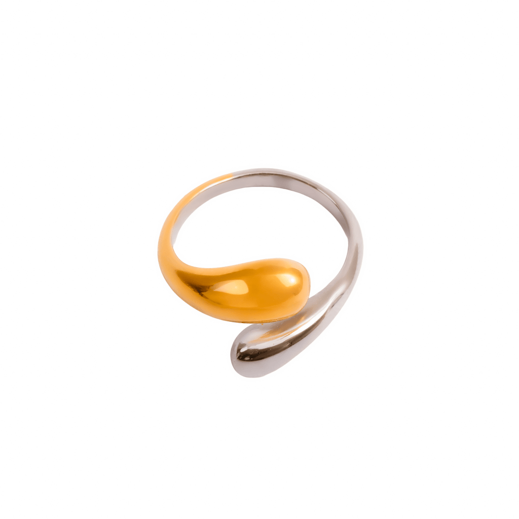 Adjustable Drop Ring with Mixed Gold and Silver Finishes