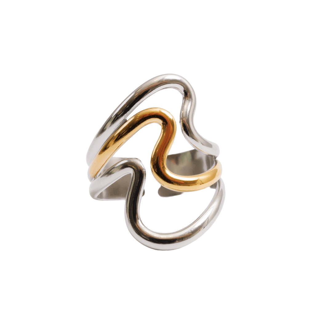 Adjustable Dual Harmony Ring with Mixed Gold and Silver Finishes
