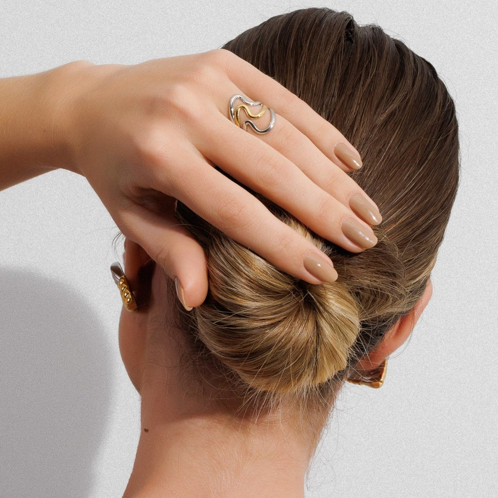 Adjustable Dual Harmony Ring with Mixed Gold and Silver Finishes