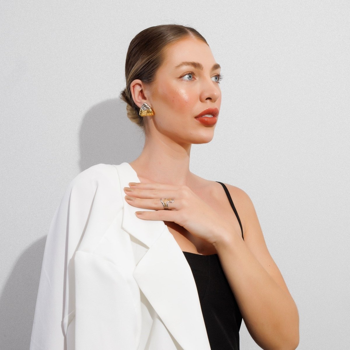 Adjustable Dual Harmony Ring with Mixed Gold and Silver Finishes