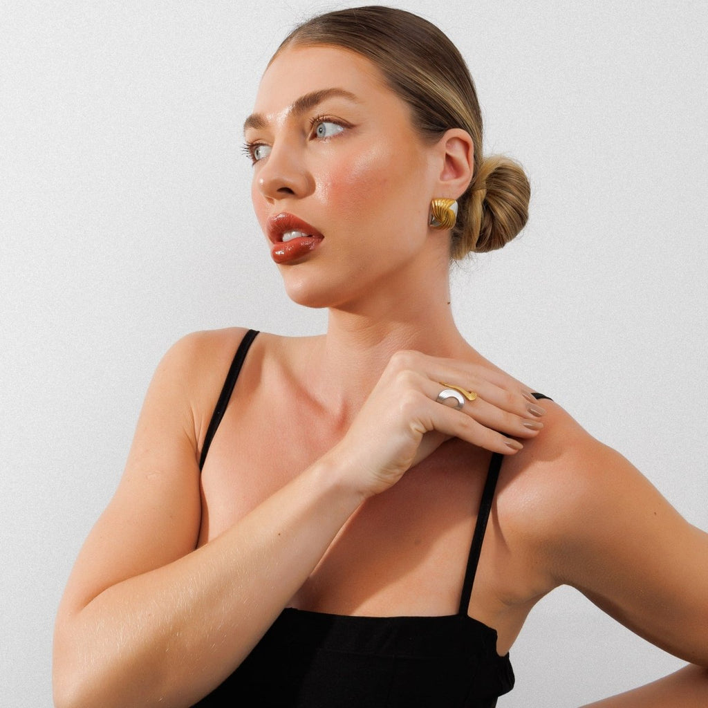 Adjustable Infinity Ring with Mixed Gold and Silver Finishes