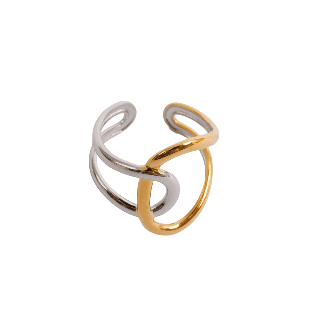 Adjustable Light Ties Ring with Gold and Silver Mix