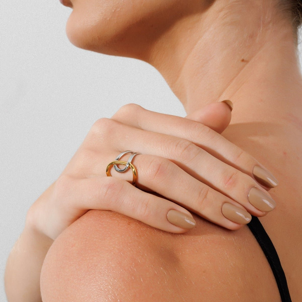 Adjustable Light Ties Ring with Gold and Silver Mix