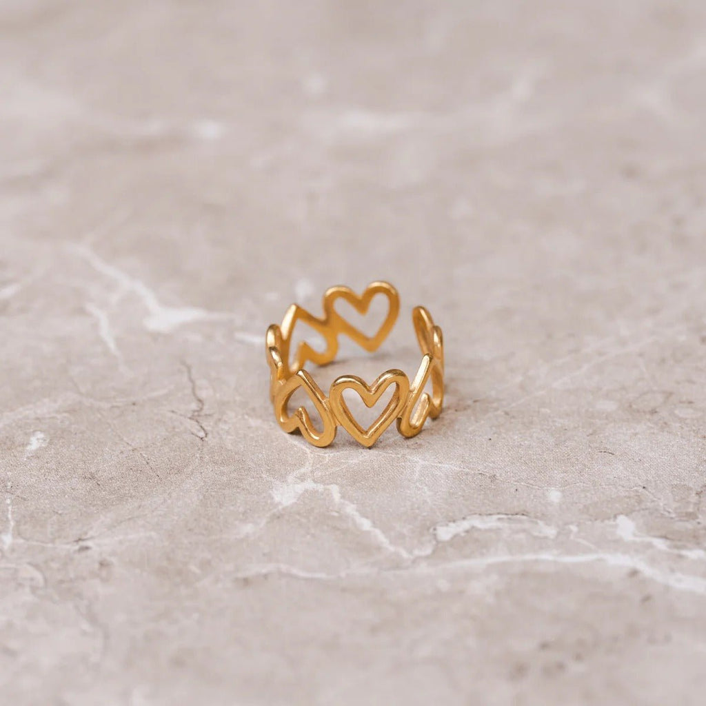 Adjustable Love Cut-Out Ring Plated in 18K Gold