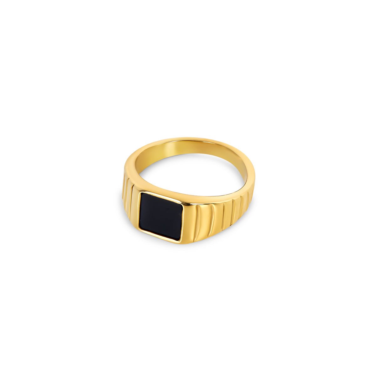 Black Ring Plated in 18k Gold