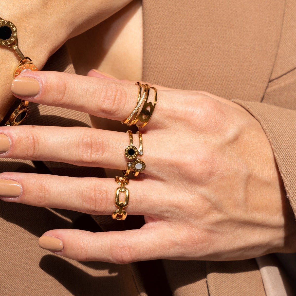 Adjustable Evil Eye Ring Plated in 18K Gold