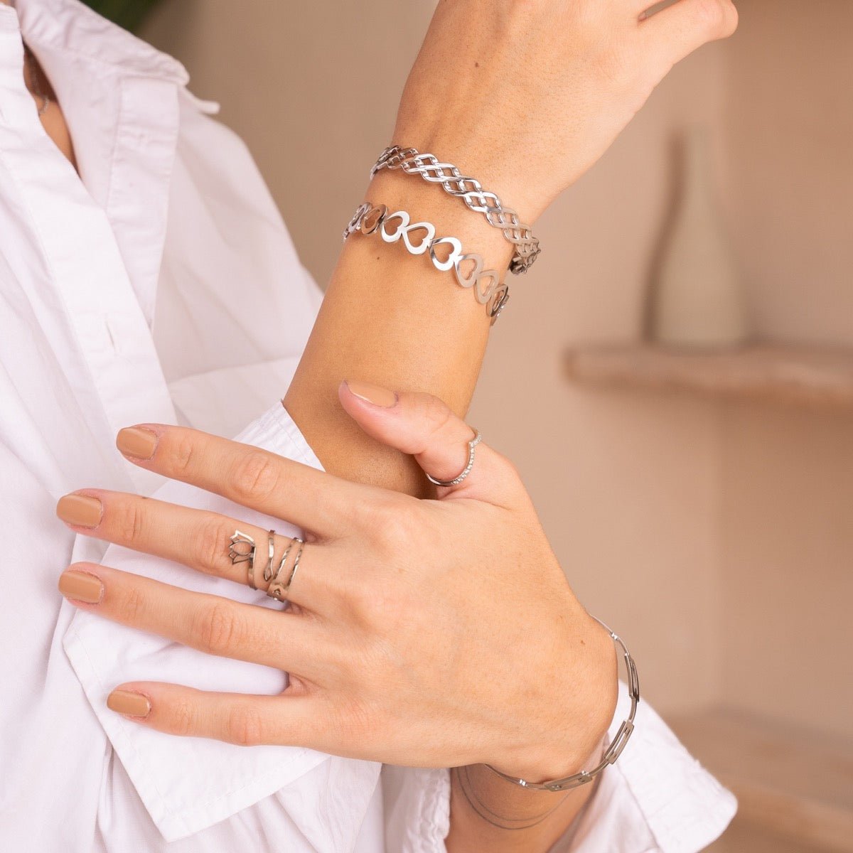 Adjustable Evil Eye Ring - Silver