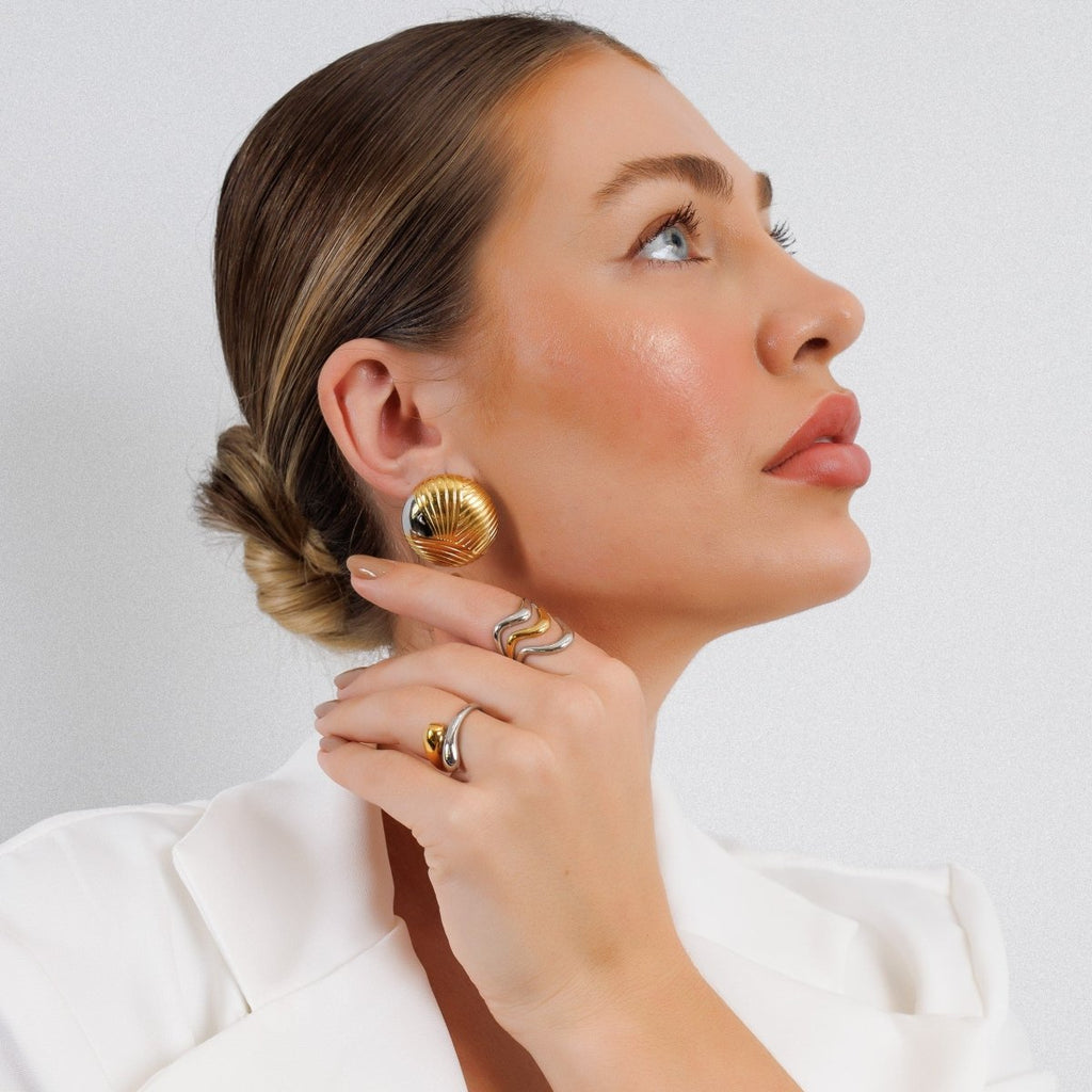 Adjustable Waves Ring with Gold and Silver Plating