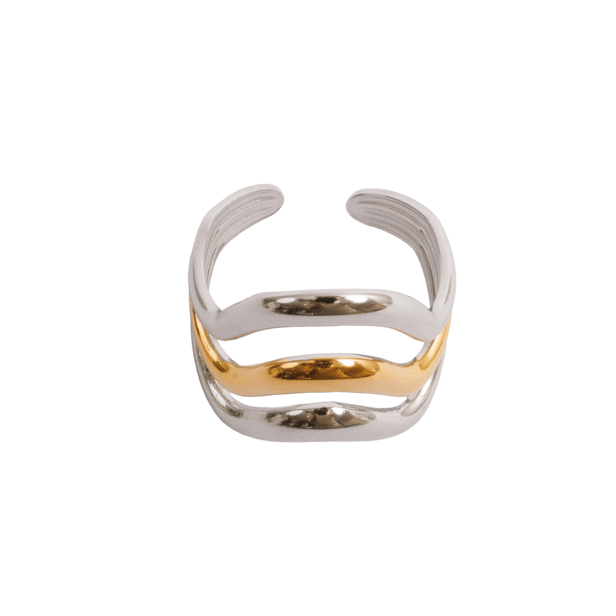 Adjustable Waves Ring with Gold and Silver Plating