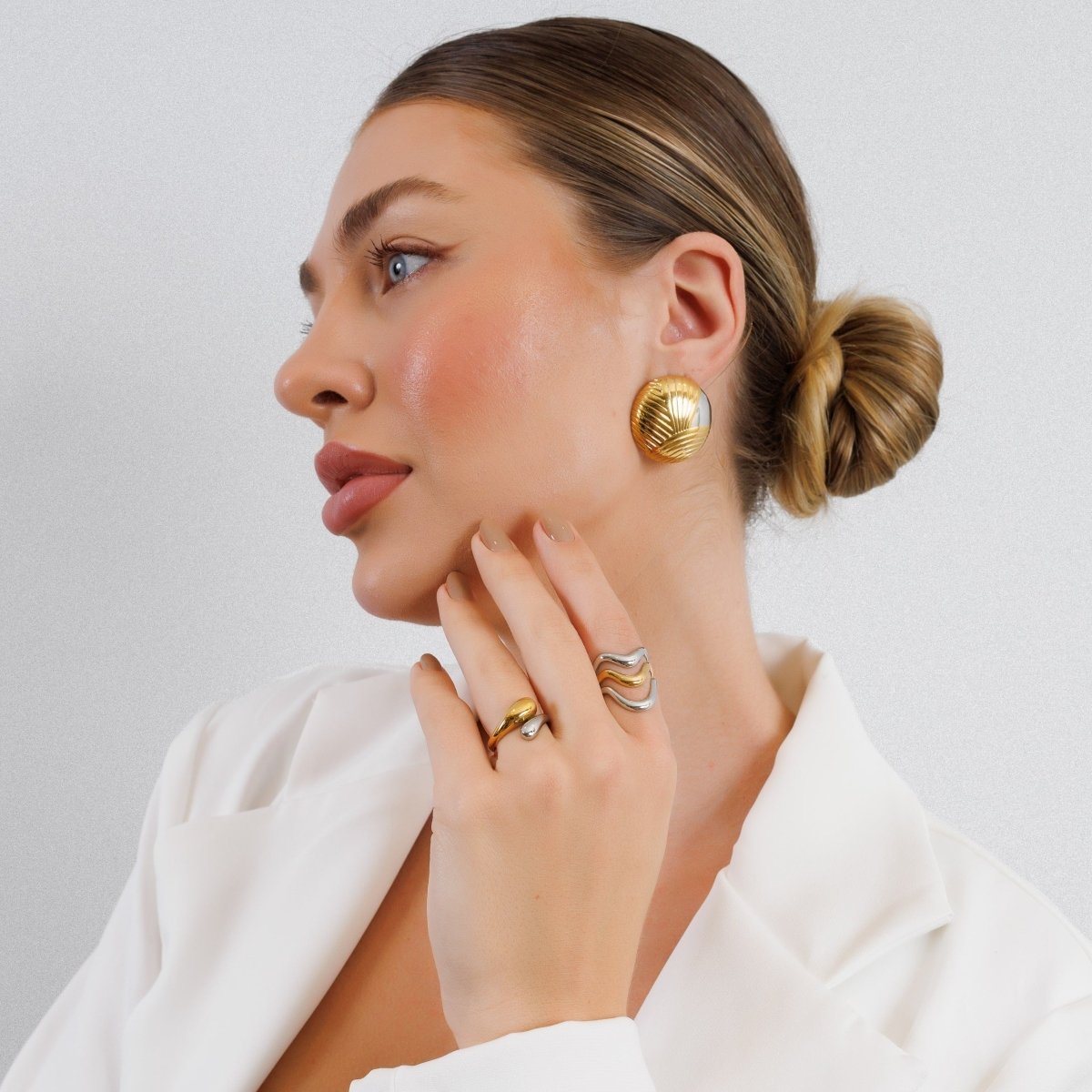 Adjustable Waves Ring with Gold and Silver Plating