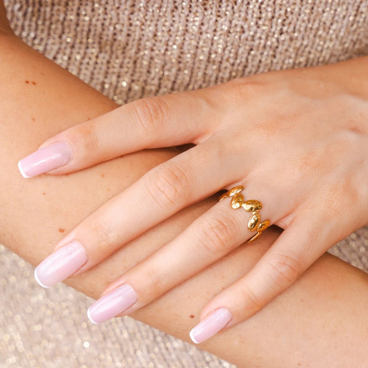 Textured Organic Adjustable Ring Plated in 18K Gold