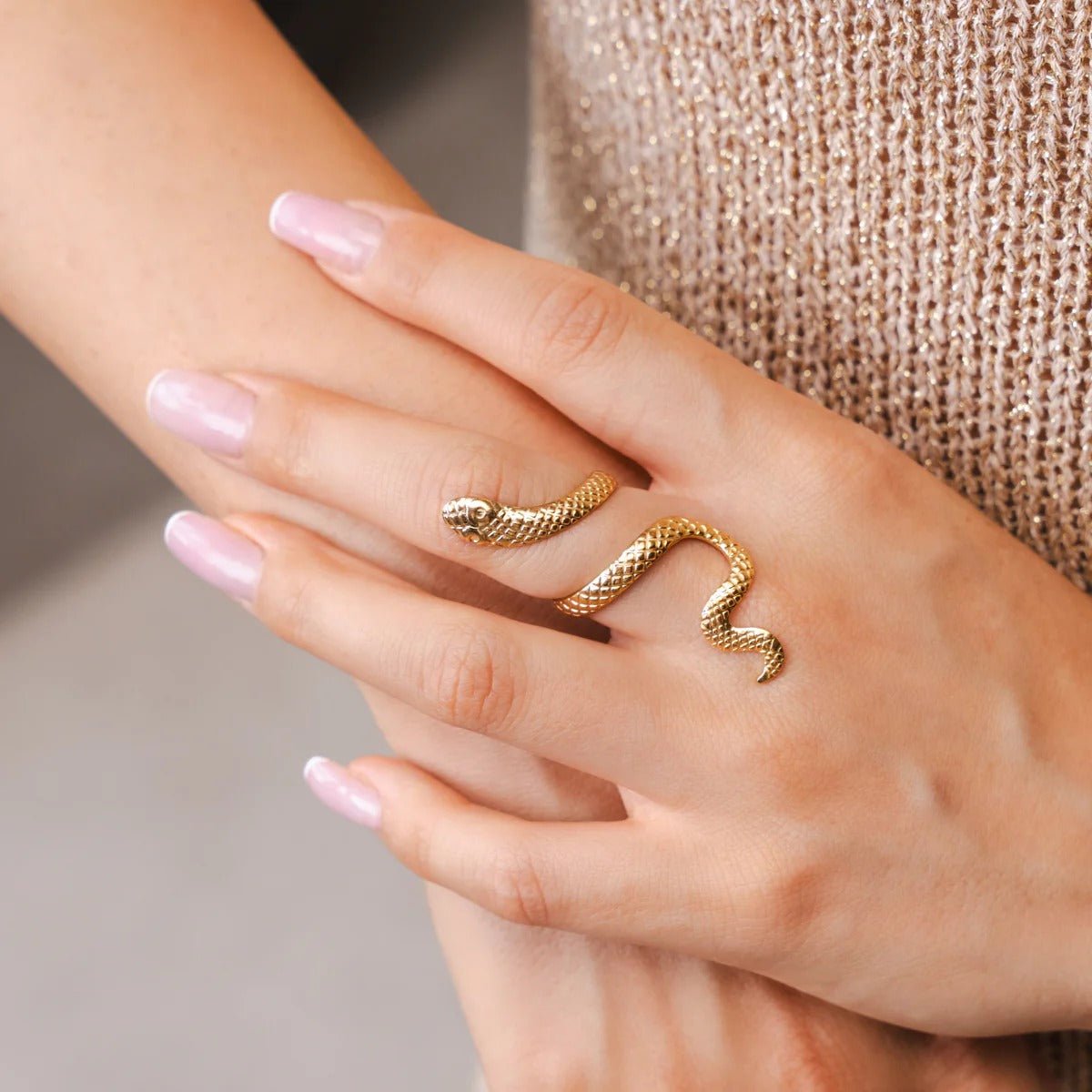 Adjustable Snake Ring Plated in 18K Gold